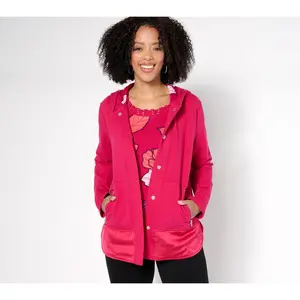 Sport Savvy French Terry and Satin Hooded Jacket