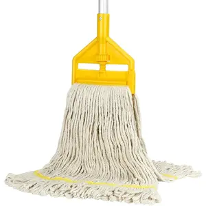 Commercial Heavy Duty Industrial Cotton Mop with Long Handle. Looped-End String Wet Mop for Home, Garage, Office, Workshop, Warehouse Floor Cleaning