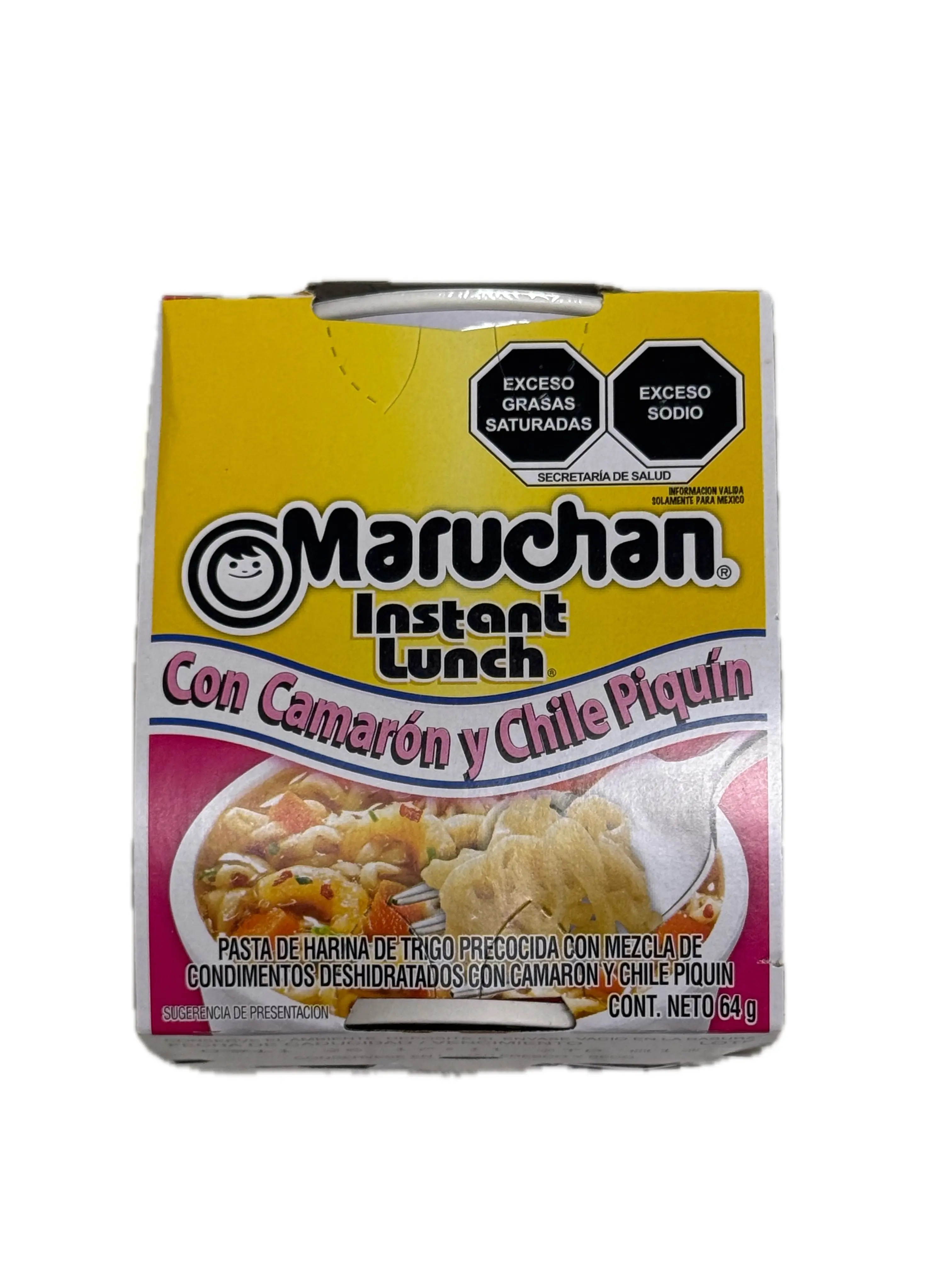 Maruchan Camaron y Chile Piquin 64g | Instant Lunch Noodle Soup Cup – Mexican Maruchan Shrimp & Chili Flavor (64g)
