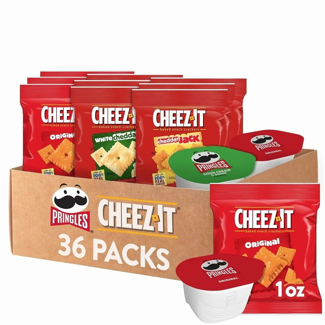 Pringles and Cheez-It Variety Pack, Lunch Snacks, Kids Snacks, Variety Pack (36 Count)
