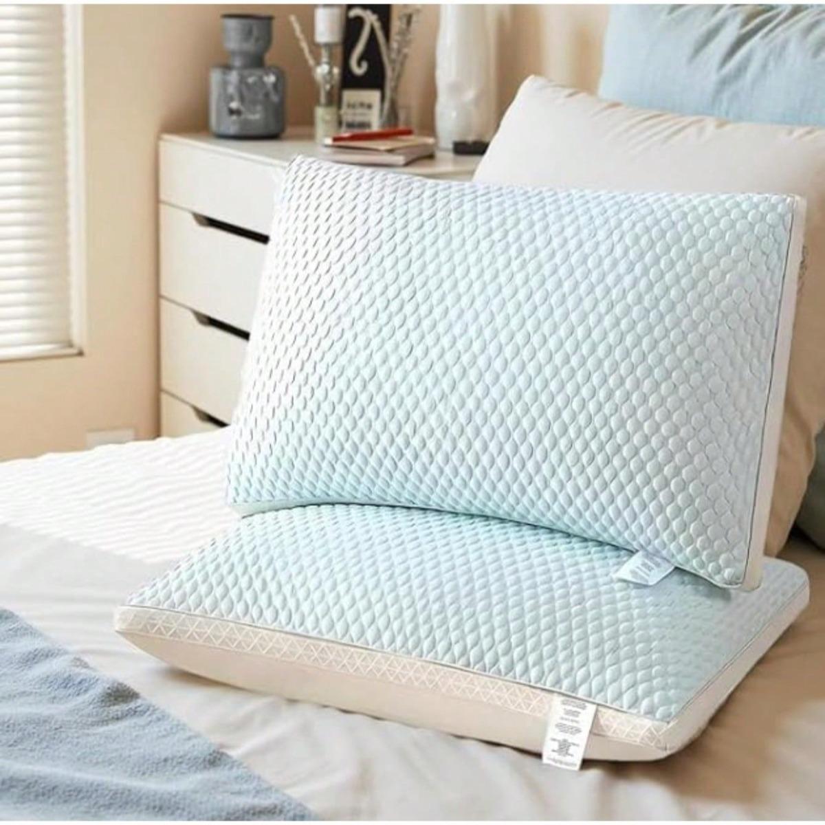 2 Pack Ergonomic Cervical Support Pillows For Bedroom Use, Soft Breathable Long-Lasting Shape Sleep Pillows, Comfortable For Side, Back And Belly Sleepers At Home
