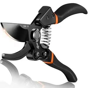 8.5" Professional Bypass Gardening Scissors & Clippers, Super Sharp SK5 Blade, Ergonomic Handle Heavy Duty Hand Held Pruners, Gardening Gift for Women Men with wood finish, 2025 home Tool Lock Cutting
