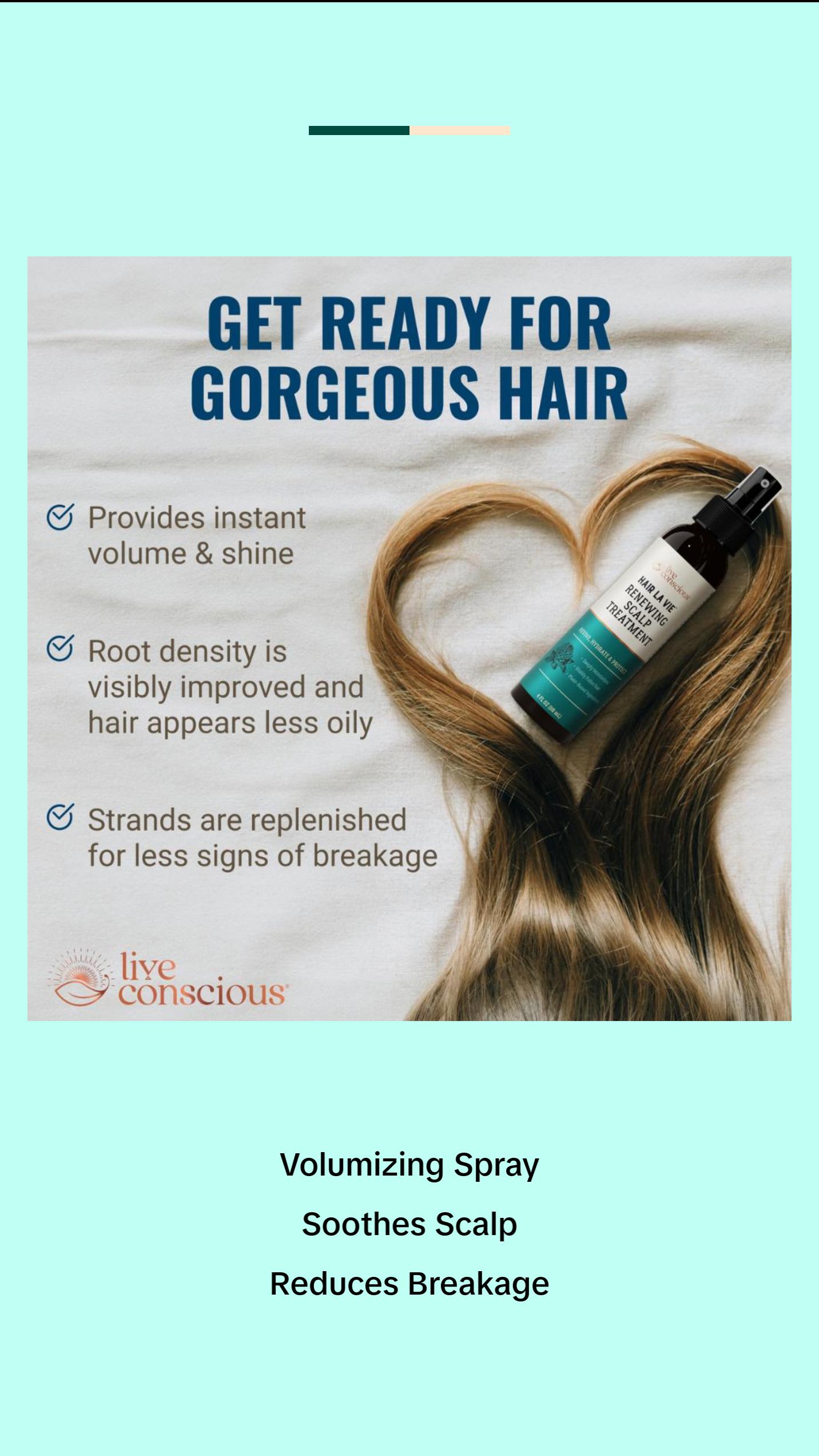 Live Conscious Hair La Vie Renewing Scalp Treatment - Hair Thickening Spray & Scalp Treatment - Lightweight Formula - Add Volume to Hair & Soothe Scalp for Hair Growth