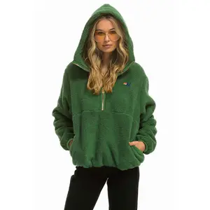 TEDDY UNISEX HOODED HALF ZIP JACKET - GARDEN GREEN