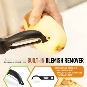 Spring Chef Premium Swivel Vegetable Peeler, Soft Grip Handle and Ultra Sharp Stainless Steel Blades - Perfect Kitchen Peeler For Veggie, Fruit, Potato, Carrot, Apple - Black Utensils Cover