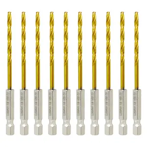1/8" Hex Shank Titanium HSS Twist Drill Bits, 10PCS Tool Accessories 1/8" Hex Shank Titanium HSS Twist Drill Bits, 10PCS Tool Accessories
