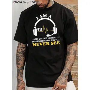 Bold I AM A 911 DISPATCHER T-Shirt – Men’s Casual Crewneck Cotton Top for Firefighter Fans