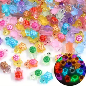 100pcs Glow-In-The-Dark Mini Turtle Charms, Multi-Color Resin Nail Art Decorations, Colorless DIY Craft Accessories, Turtle Ornaments