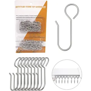 Metal Curtain Hooks for Drapes - 100 Pack Drapery Hooks Curtain Track Hooks Hanger S Hooks Stainless Steel Hardware Hooks Small Clips for Ceiling Curtains Track Indoor/Shower/Window