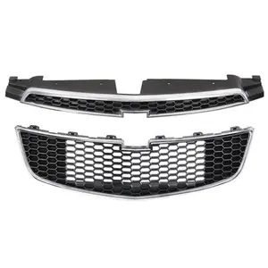 Fit For 2011-2014 Chevy Cruze Front Bumper Upper & Lower Grille Set Of 2