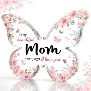 Mothers Day Gifts for Mom from Daughter Son: Unique Birthday Gifts, Butterfly-Shaped Acrylic Keepsake Decorations, 5x3.8 inch - Presents Ideas for Mom Grandma Wife