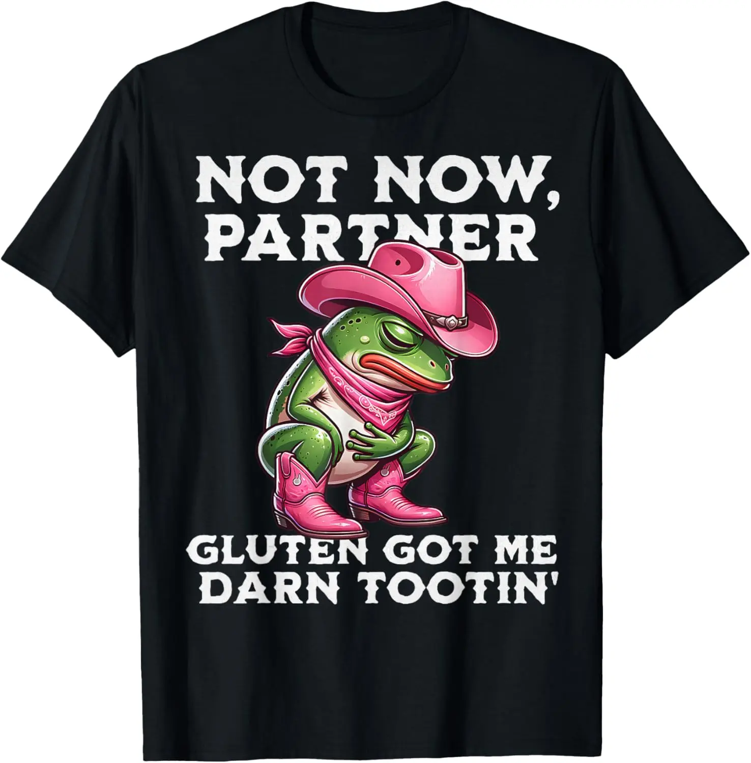 100% Cotton Gluten Got Me Darn Tootin Funny Lactose Intolerance Frog T-Shirt