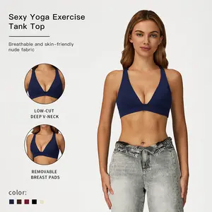 Women's Solid Wireless Halter   by MFVIM - Breathable, Comfortable, High-Stretch   for Ladies, Perfect for  at Gym and Yoga, Fitness Apparel, Wireless  , Yoga &  Activewear, Strappy   Sports workout bra