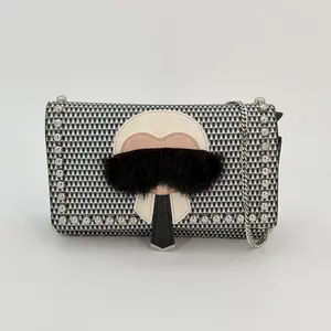 Pre-owned FENDI calfskin Crossbody Bags Karlito Leather Wallet on Chain