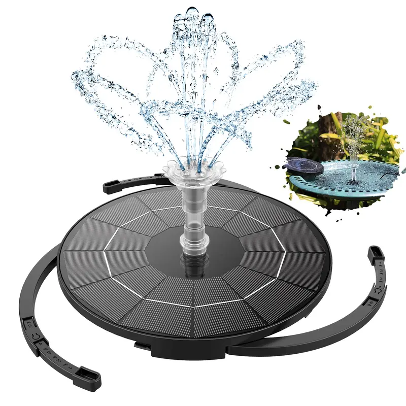 2.8W Solar Fountain Pump For Bird Bath & Garden – 8 Nozzles, 3.9ft Cord, Adjustable Stand – Eco-Friendly Water Feature