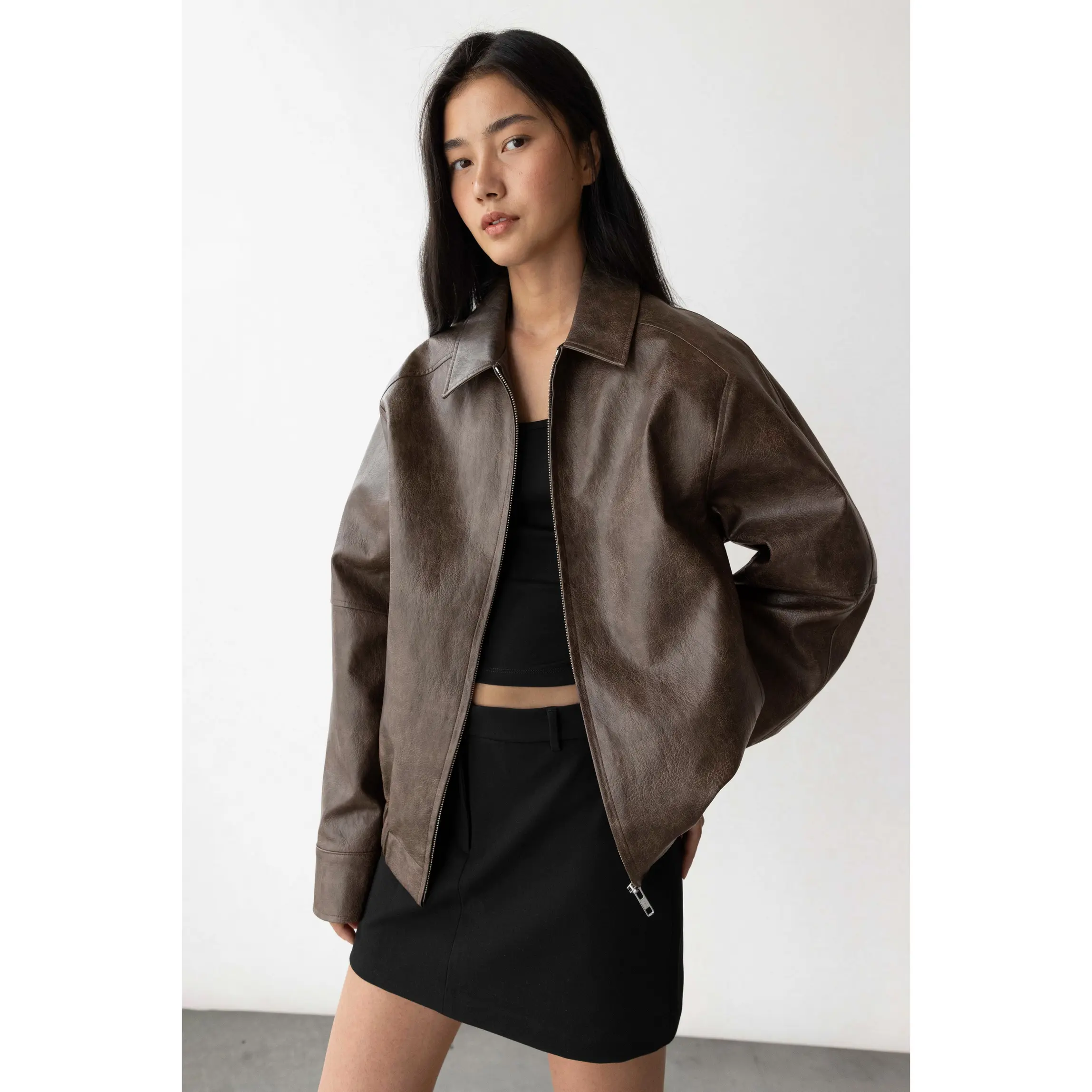 VEGAN LEATHER BOMBER JACKET