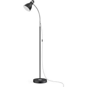 Floor Lamp, Metal Standing Lamp with Adjustable Gooseneck, Heavy Metal Base, Reading Pole Lamp for Office, Black Floor Lamps for Bedroom, Living Room
