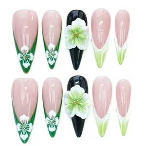 10PCS 3D Stiletto  Collections  Reusable Handmade Press-On Nails – Acrylic REUSABLE 3D Gel Summer 2025/Prom