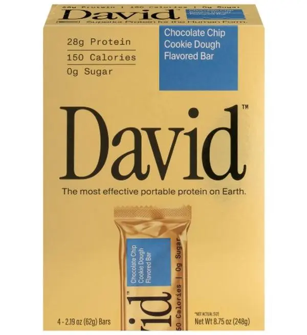 David High Protein Bars, Chocolate Chip Cookie Dough, 28g Protein (4 Count)
