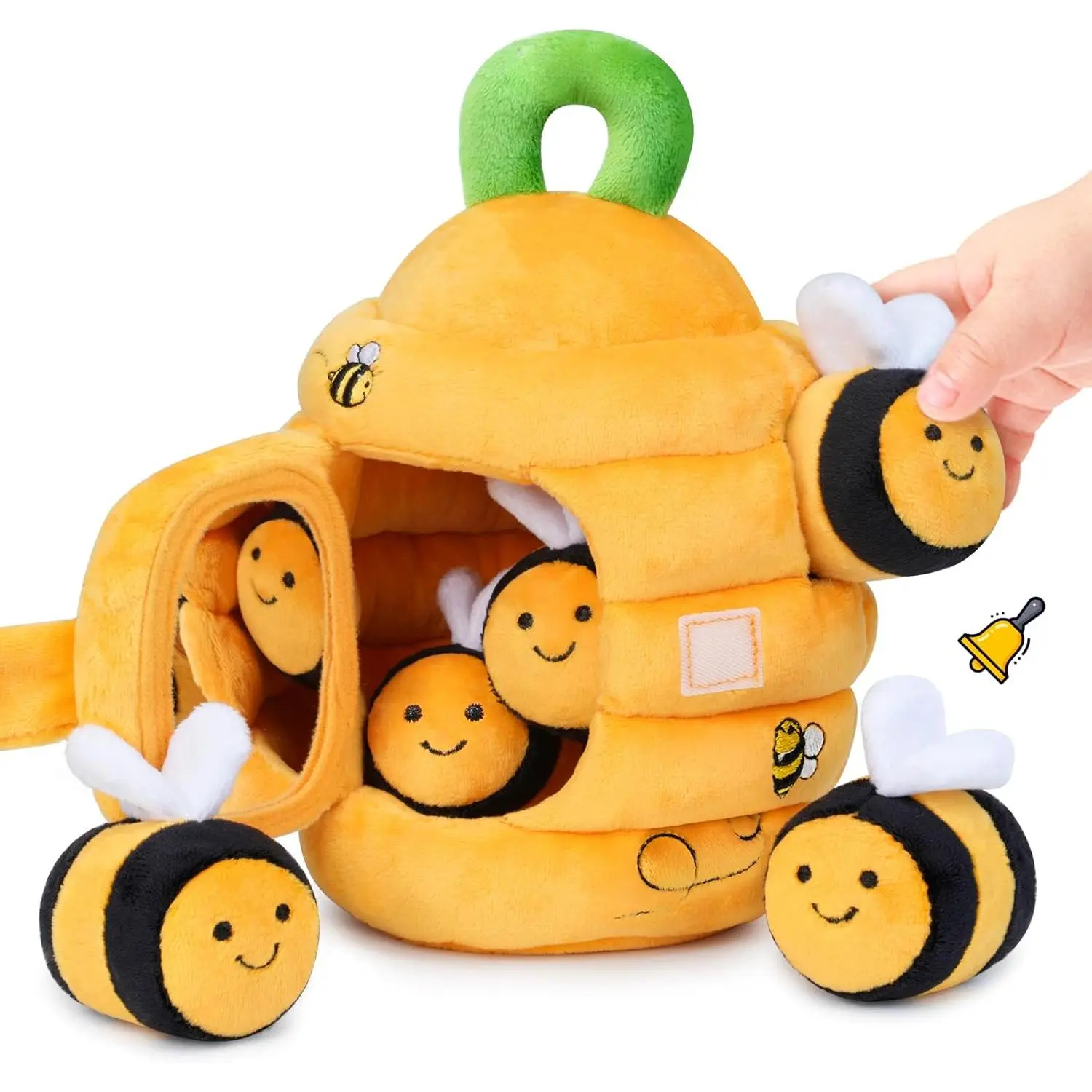 Baby Toys 6-12 Months - Soft Baby Beehive with 5 Sensory Bees - Rattle, Crinkle Paper, Squeaker, Mirror, Busy Soft Toys for Toddlers 0-3 Years Old - Baby Easter Basket Stuffers Gift