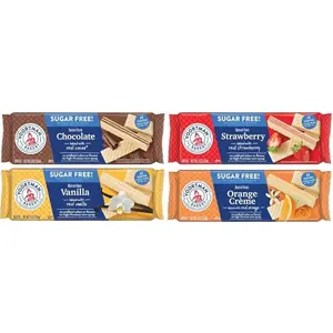 Voortman Bakery Sugar Free Wafers - Chocolate, Vanilla, Strawberry, and Orange Creme, 9 Ounce (Pack of 4)