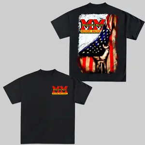 MM US Flag T-Shirt Patriotic Farm Equipment Machinery Graphic Tees Shirt For Farmers