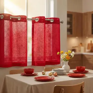 Summer Vibes, 26x36 Inch 4pcs Sheer Curtains for Living Room Bedroom Kitchen Linen Sheer Curtains, Grommet Luxury Black Out Curtains for Windows Apartment L12