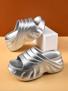 Women's Casual Solid Color Eva Sandals, Summer Comfort Soft Sole Thick Bottom Shoes, 8cm Heel Height, Increase Design, Non-slip Beach Slippers, Footwear