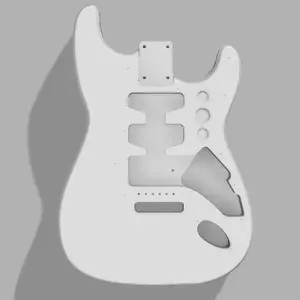 3D Printed JGV3D Stratocaster Guitar Body, Custom Design, White, Light Weight