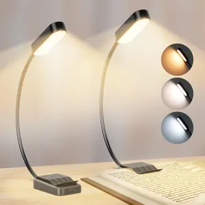 Book Light 2 Pack, Rechargeable Reading Lights for Books in Bed-Eye Caring 3 Colors, Stepless Dimming, 360 °   Flexible Studying Small Desk Lamp, Lightweight Clip-on LED Night Light for Book Lovers,