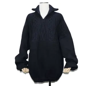 Pre-owned Balenciaga Wool Small Leather Goods Oversize Mix Half Zip Sweater Blend Knitwear