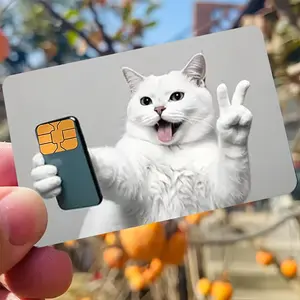 Fun Cat Selfie Credit Card Sticker Used for EBT, Transportation, Keys, Credit Cards, Debit Cards, Card Skins, Protect Bank Cards, No Bubbles, Suitable for Small Chip Cards, Funny Stickers