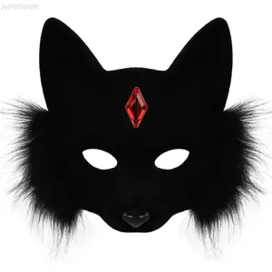 Half Face Fox Animal Mask, Spooky Stylish Cosplay Prop, Lightweight Comfort Accessory for Party Themed Gaming Events