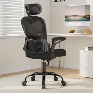 Office Chair Ergonomic Desk Chair, 330LBS Capacity, High Back Computer Chair with Lumbar Support, Flip-up Armrests Swivel Task Chairs for Long Hours Work