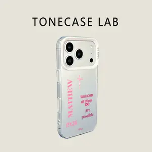 TONECASE LAB Faith Verse Matthew 19:26 Cross Quote TPU Phone Case for iPhone 17 Pro Max, 16 Pro Max, 15 Plus, 14 Pro, 13, 12, 11, XS Max, XS, XR & Samsung Galaxy S25 Ultra, S24 Plus, S23 Shockproof Protective Case