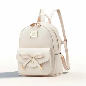 Girls Bowknot Cute Leather Backpack Mini Backpack Purse for Women