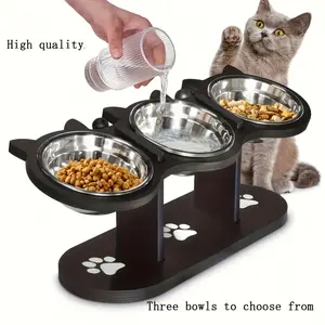 3-Tier Elevated Cat Feeder, Adjustable 15-Degree Angle, Stainless Steel Pet Bowl, Comes with 3 Stands, Easy to Assemble and Carry, Detachable for Cleaning, Essential for Multiple Cats