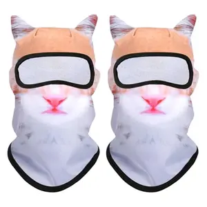 3D Cat Ski Mask Balaclava, 2 Pack Windproof Full Face Cover with Ears, Polyester Winter Mask for Skiing Riding Music Festivals Parties Multicolor