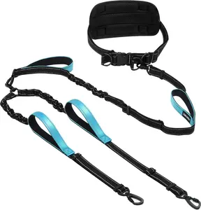 Hands Free Dog Leash, Waist Bungee Leash for 2 Large Dogs, 6-8ft No-Tangle Heavy Duty Leashs(50-120 lbs)