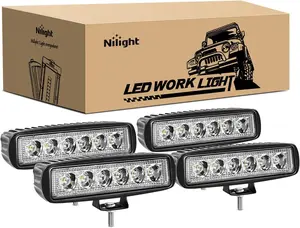 Nilight - 15019S-D Led Light Bar 4PCS 18w Spot Driving Fog Light Off Road Lights Boat Lights Driving Lights Led Work Light SUV Jeep Lamp road light triple row light bar Triple    dealsforyoudays, Led Car Lights, 18W Power