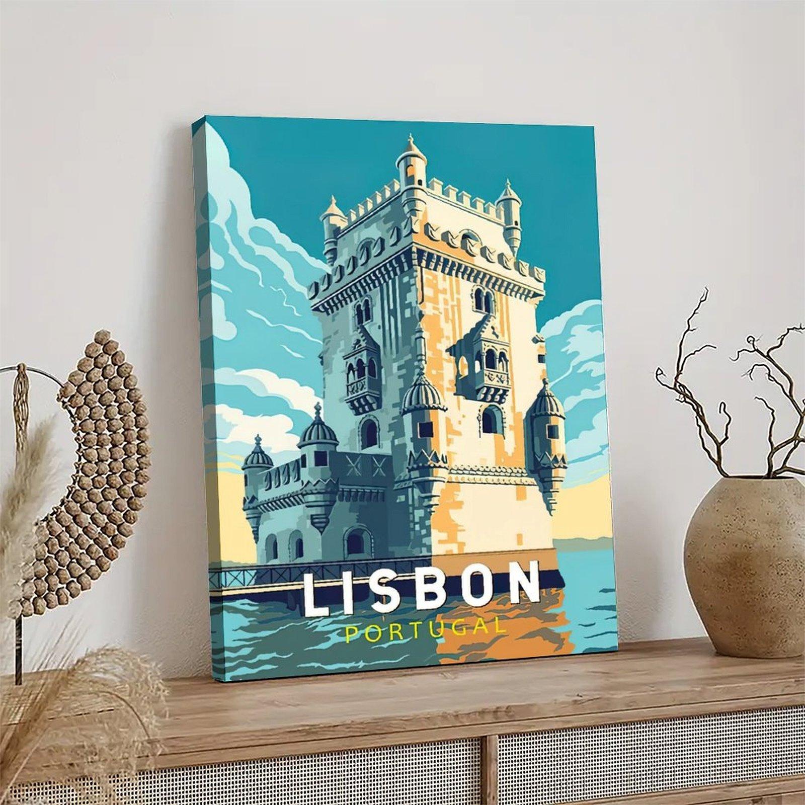 Vintage Lisbon Portugal Travel Poster Decorative Painting Canvas Wall Art Picture Print Modern Family Bedroom Decor