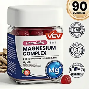Limited time sale, VEV DeepCalm 14-in-1 Magnesium Gummies Complex – Magnesium Glycinate Multivitamin Complex Supplement, D3, Ashwagandha, L-theanine, Zinc – 90 Count, Vegan, No Sugar, supplements for men and women,Magnesium for Bone Health