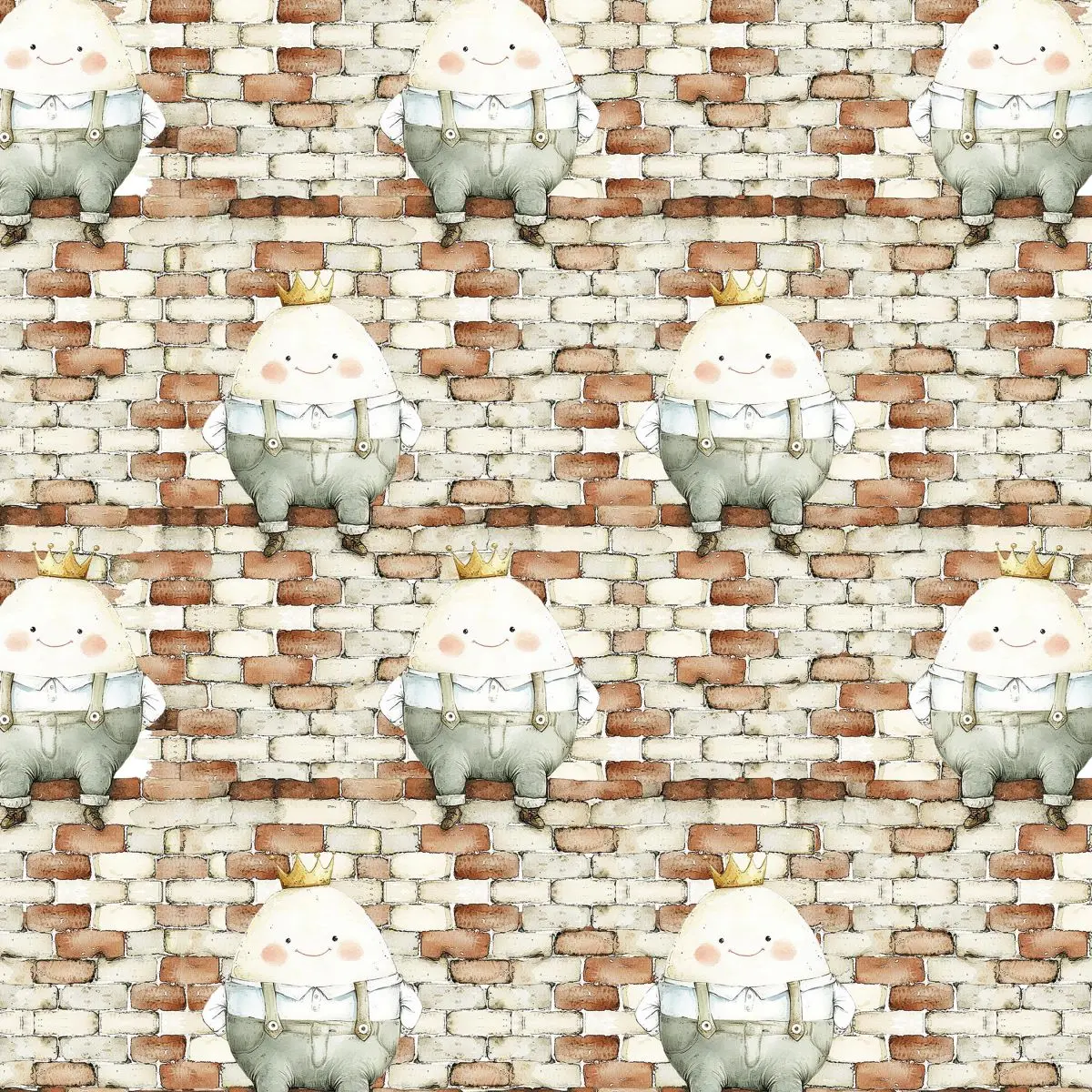 Fabric Blank Quilting Ivory Humpty Dumpty Nursery Rhyme Time by the Quarter Yard 4839-41