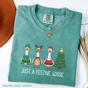Comfort Colors Funny Christmas Goose Gift, Christmas Holiday Spirit TShirt, Funny Cute Xmas Goose Tee Cotton Fabric Womenswear