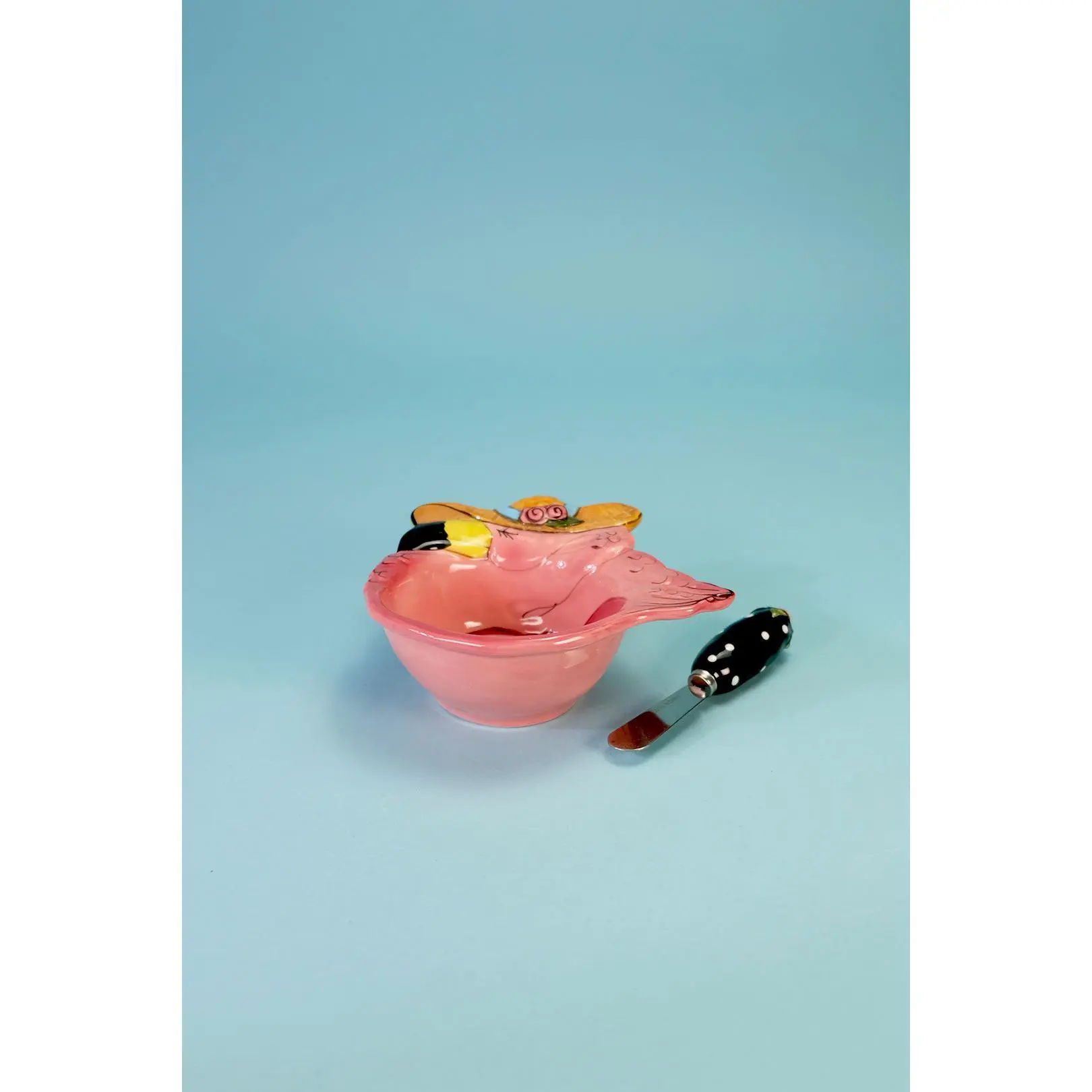 Miss Precious Flamingo Dip Bowl with Spreader Set