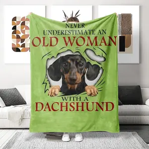 Fun Sausage Dog Pattern Flannel Blanket, Ultra Soft Nap Blanket, Shawl Blanket, Small Cover Blanket, Perfect Holiday Gift