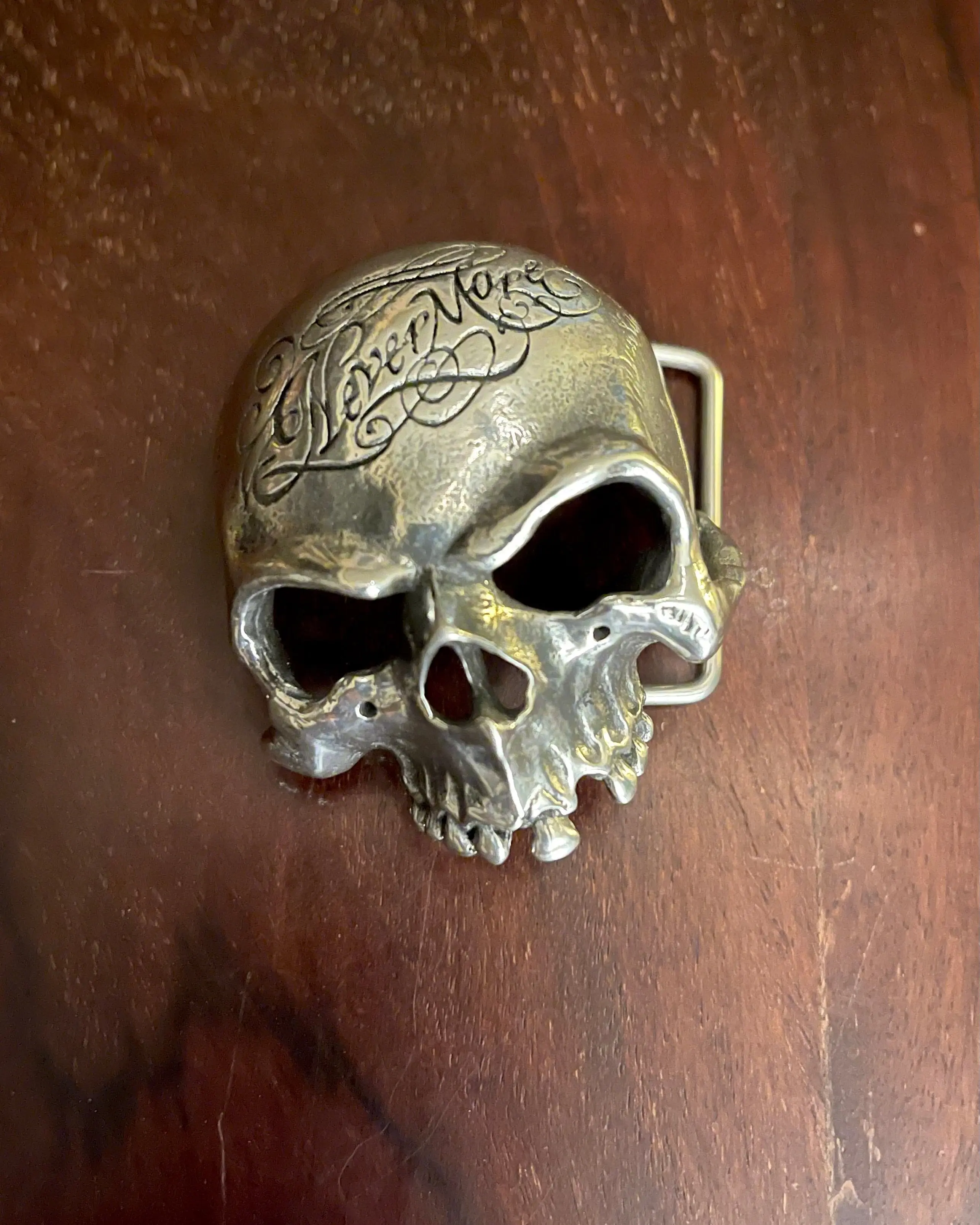 NEVERMORE DECAYED SKULL BELT BUCKLE