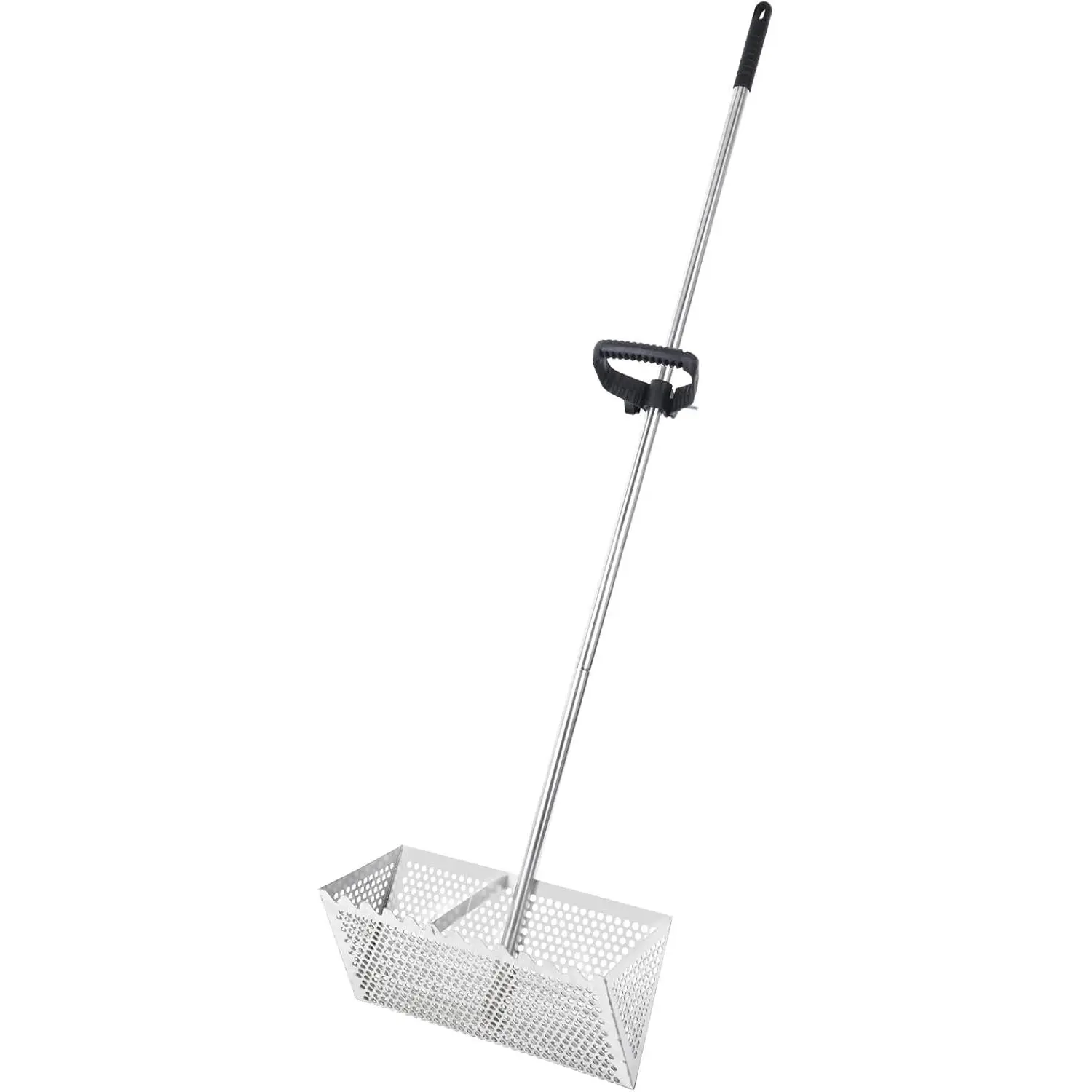 Detachable Sand Flea Rake with 16-Inch Basket, Corrosion-Resistant Stainless Steel Beach Sifter for Fisherman, 51" Long Non-Slip Handle, 16 Inches
