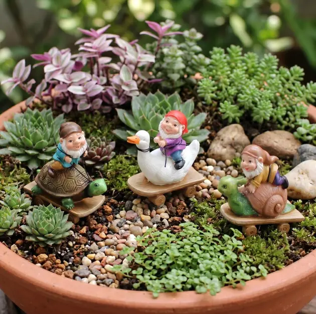 Resin Gnome on Skateboard Figurine Set - Turtle, Snail, Duck Designs - Whimsical Outdoor   Accent Sculpture garden decor supply statue funny decoration