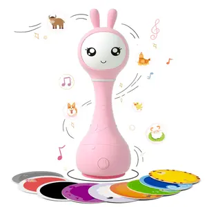 Alilo Smarty Bunny Baby Rattle Musical Light Up Toys 0-24 Months,Color Recognition , 5 Music Modes, Safe Silicone, Best Gift for Infants - Rabbit